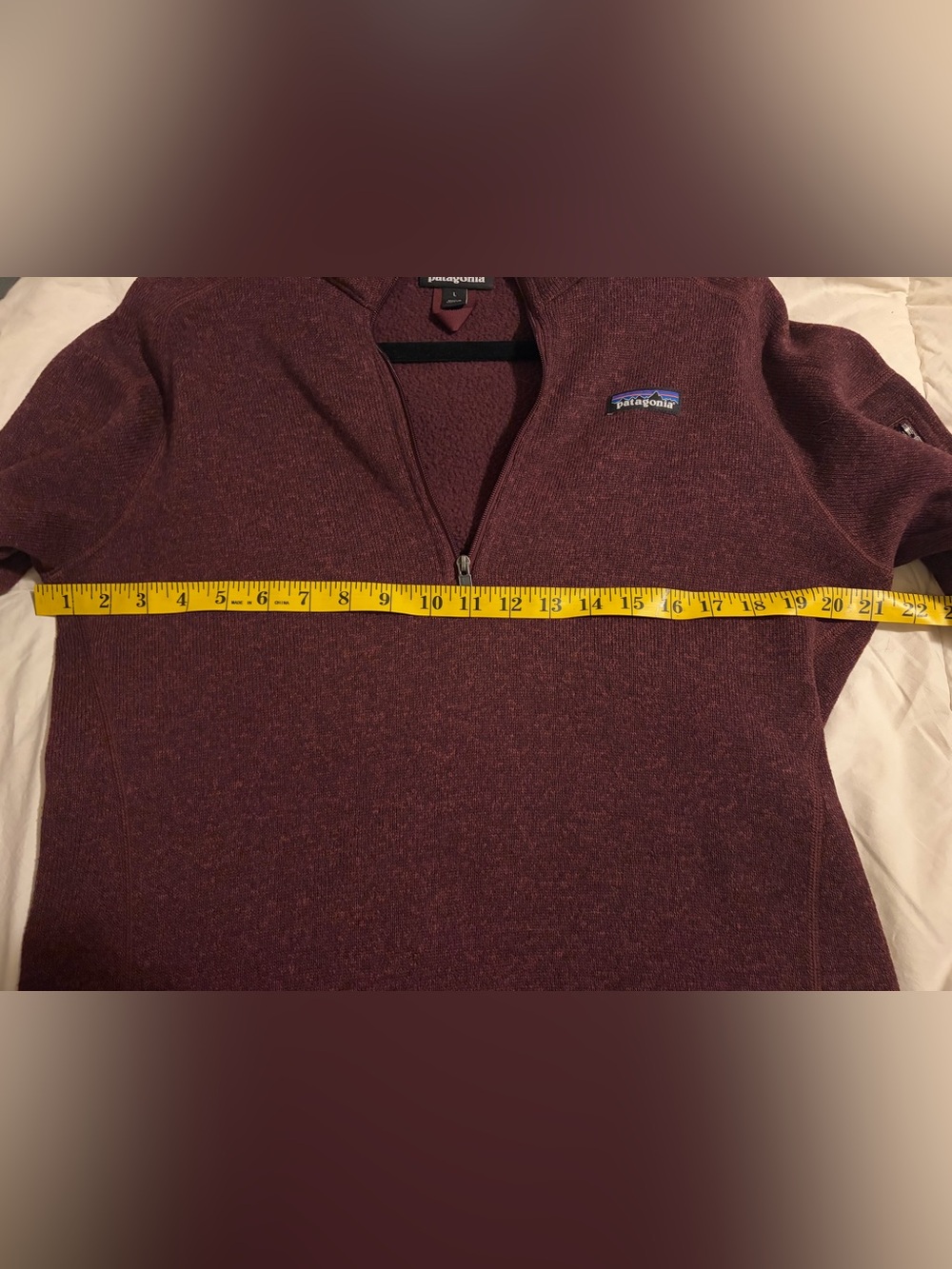 Patagonia Men's Zip-Up Fleece Sweater - Burgundy - Picture 6 of 9